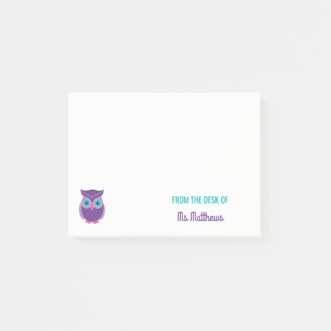 Bloco De Notas Da mesa da coruja do professor personalizada (Frente)