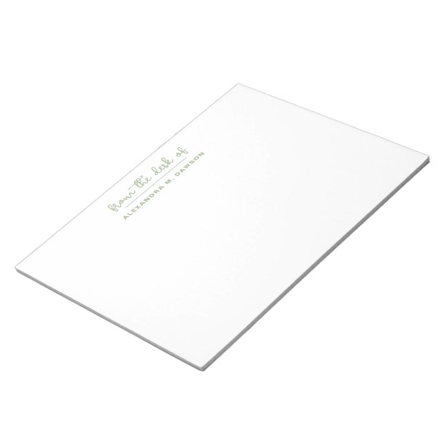 Bloco De Notas Da Mesa Da Trendência Personalizada Verde Sage (Inclinado)