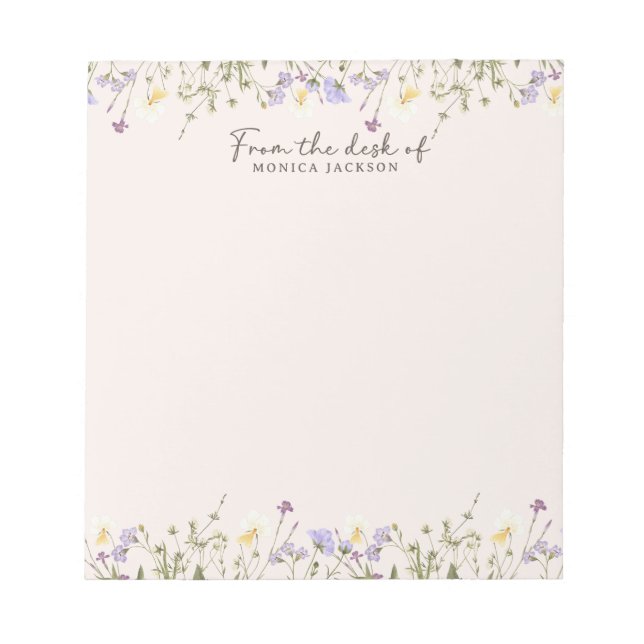 Bloco De Notas Da mesa das flores silvestres rústicas (Frente)