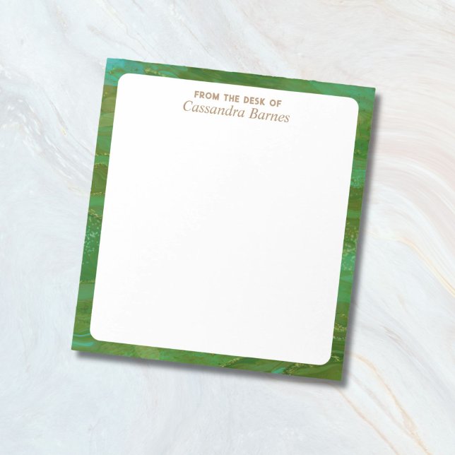 Bloco De Notas Da Mesa De ("from the desk of" personalized notepad with green border)