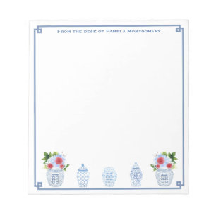 Bloco De Notas Da Mesa De   Chinoiserie Chic Red White Blue