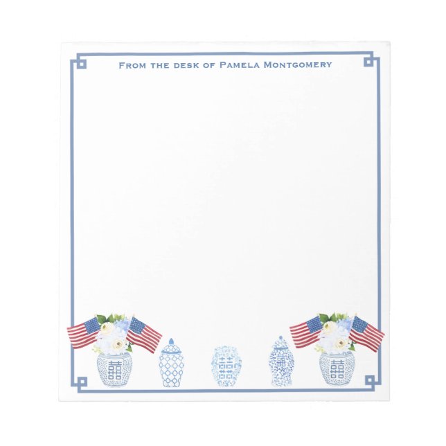 Bloco De Notas Da Mesa De | Chinoiserie Chic Totalmente Americano (Frente)