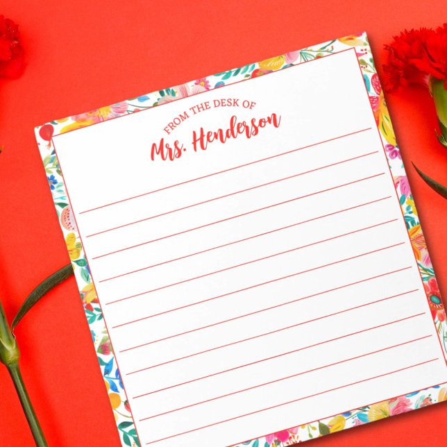 Bloco De Notas Da Mesa De Floral Colorida (Criador carregado)