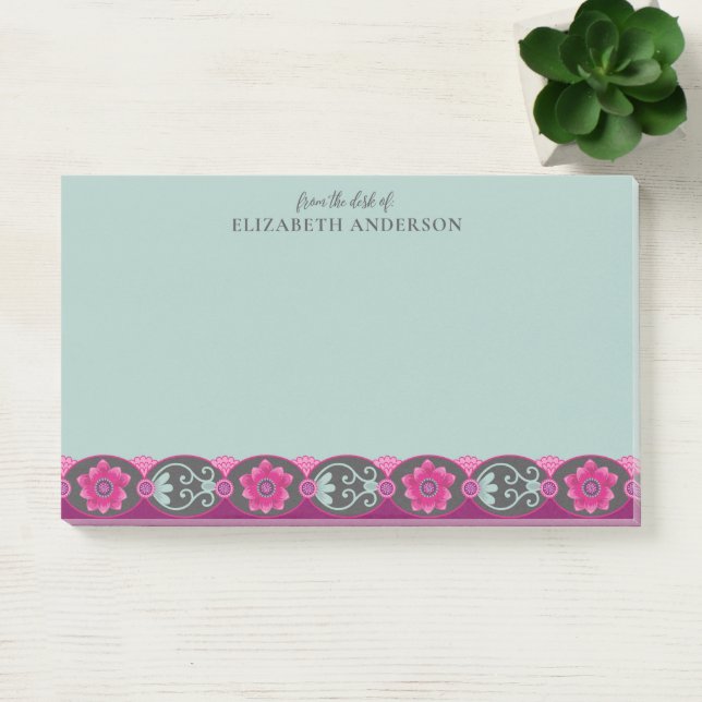 Bloco De Notas Da Mesa de Floral Teal Bonito (Escritótio)