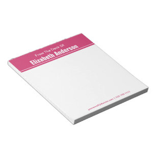 Bloco De Notas Da Mesa de Magenta e Branco