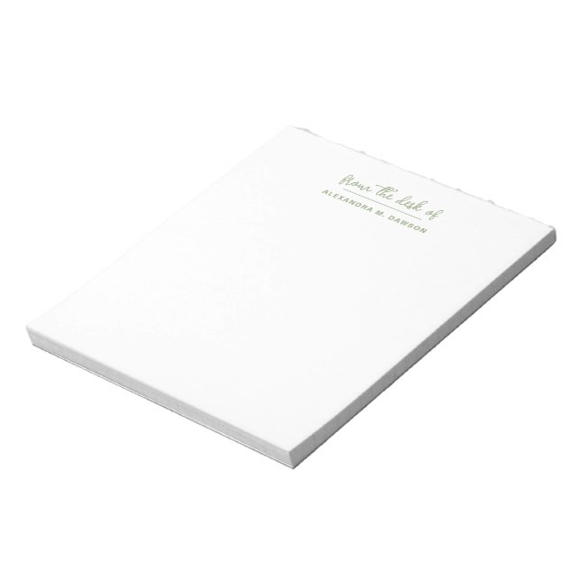 Bloco De Notas Da Mesa De Personalizado Tendência Verde Sage (Invertido)