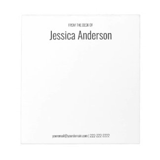 Bloco De Notas Da Mesa de Preto e Branco Seu Nome