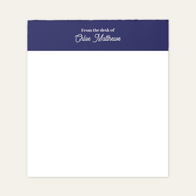 Bloco De Notas Da Mesa De Roteiro Branco Borda Azul-Marinho (Criador carregado)