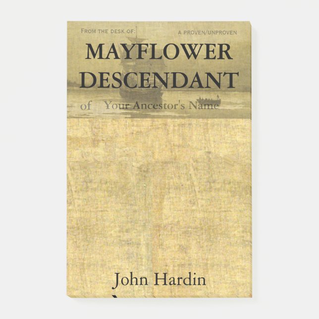 Bloco De Notas Da mesa de um descendente de Mayflower (Frente)