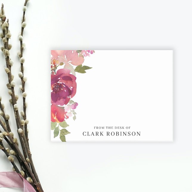 Bloco De Notas Da Mesa Do Buquê Romântico De Aquarela (Criador carregado)