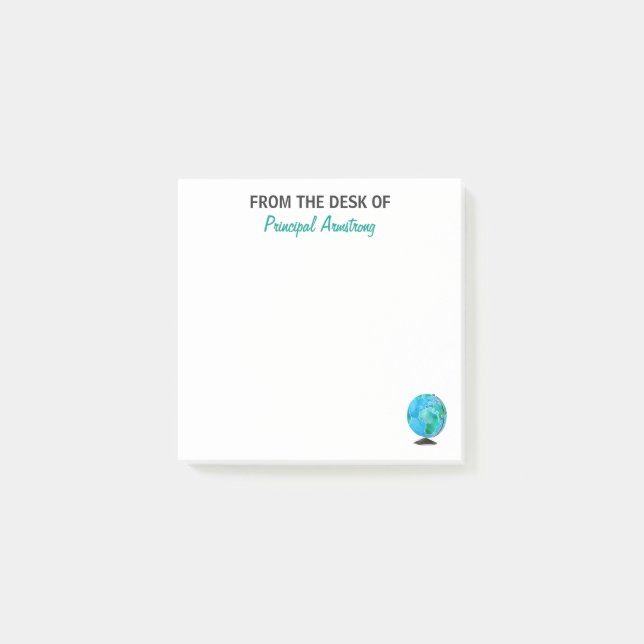 Bloco De Notas Da mesa do globo personalizado principal (Frente)