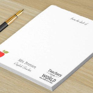 Bloco De Notas Da mesa do professor o nome de citação de maçã