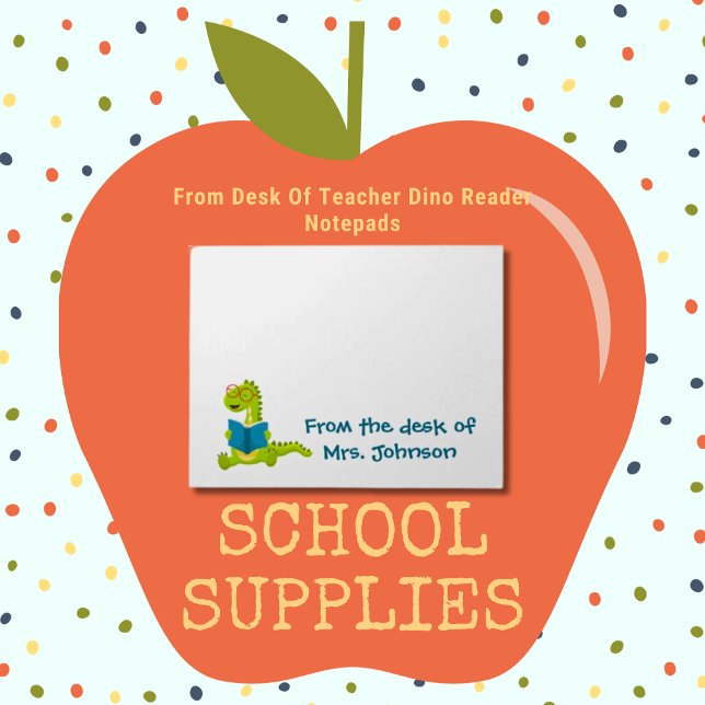 Bloco De Notas Da mesa do professor primário Dino (Teacher School Supplies)