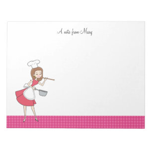 Bloco de notas da receita da menina dos desenhos