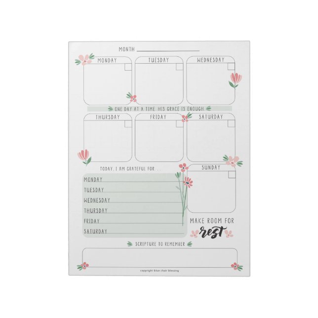 Bloco de notas da semana no planejador (Invertido)