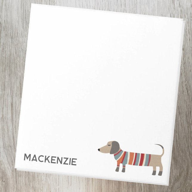 Bloco De Notas Dachshund Cachorro Salsicha Personalizado (Fun Dachshund Wiener Sausage Dog personalized notepad for animal lovers)
