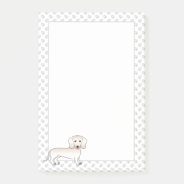 Bloco De Notas Dachshund Cartoon de Pelagem Lisa Creme com Patas (Frente)
