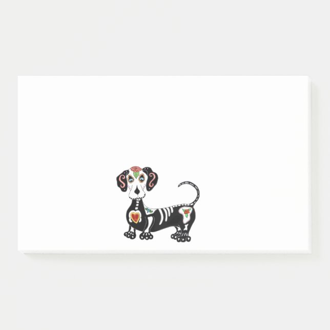 Bloco De Notas Dachshund Crânio de Açúcar (Frente)