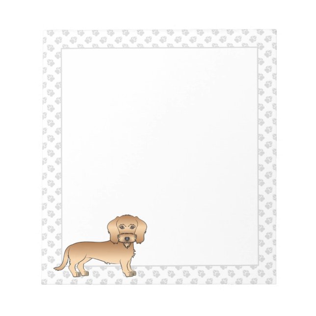 Bloco De Notas Dachshund de Pelo de Arame Trigo Cartoon Cachorro  (Frente)