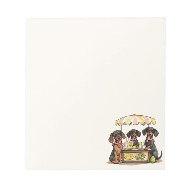 Bloco De Notas Dachshund Dogs Lemonade Stand (Frente)