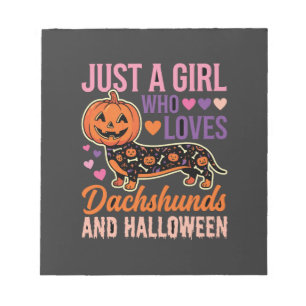 Bloco De Notas Dachshund Engraçado Abóbora de Halloween Amante de