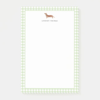 Bloco De Notas Dachshund Marrom Personalizado com Borda Xadrez Ve