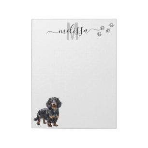 Bloco De Notas Dachshund Monograma Personalizado