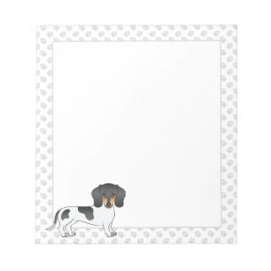 Bloco De Notas Dachshund Pelo Curto Piebald Preto e Castanho & Pa