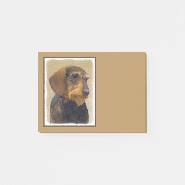 Bloco De Notas Dachshund (Wirehaired) Pintura Original para Cacho (Frente)