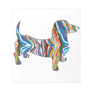 Bloco De Notas Dachshund - Zbra psicadélico Doxie