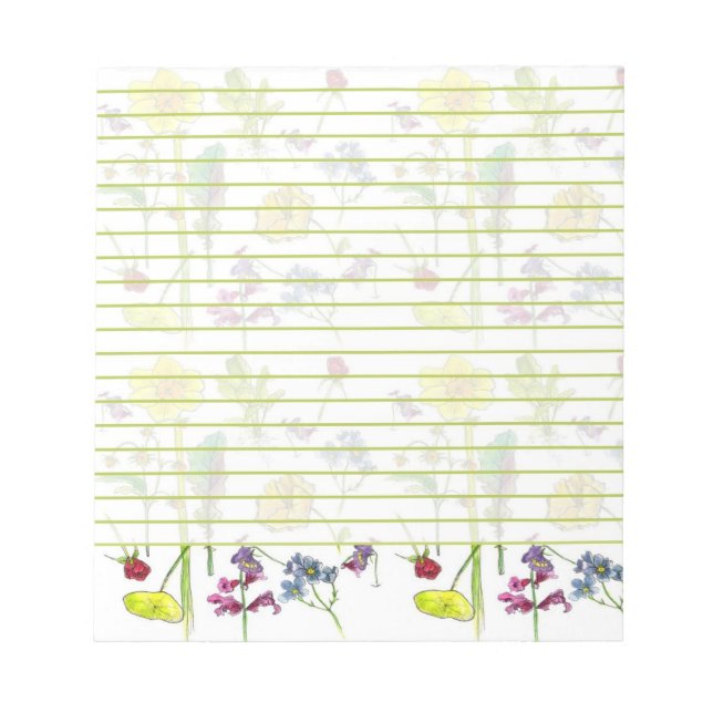 Bloco De Notas Daffodil Pansy Wildflower Drawing Links (Frente)