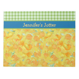 Bloco De Notas Daffodils e Gingham Verde