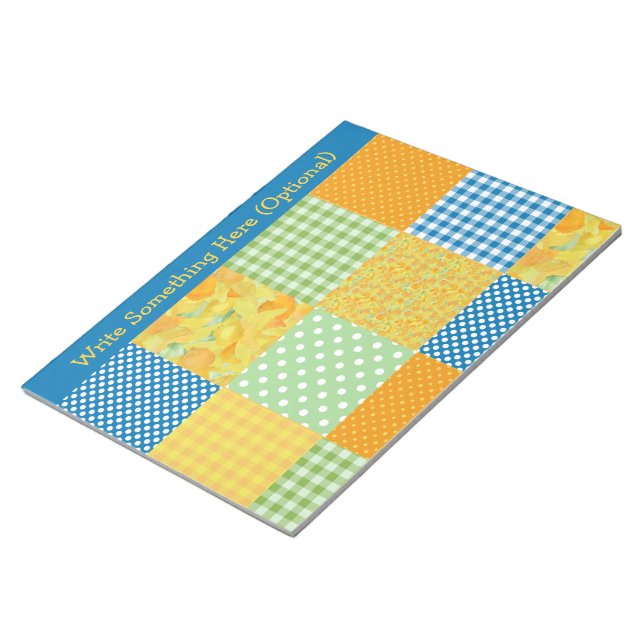 Bloco De Notas Daffodils Notepad para Personalizar, Faux Patchwor (Inclinado)