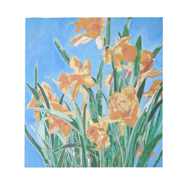 Bloco De Notas Daffodils Ouro Bloqueado Arte de Linha Negrito (Frente)
