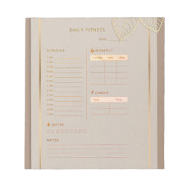 Bloco De Notas  Daily Fitness Planner gold classic watercolor 