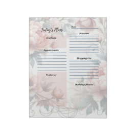 Bloco De Notas Daily Planner Dusty Peony Floral Design