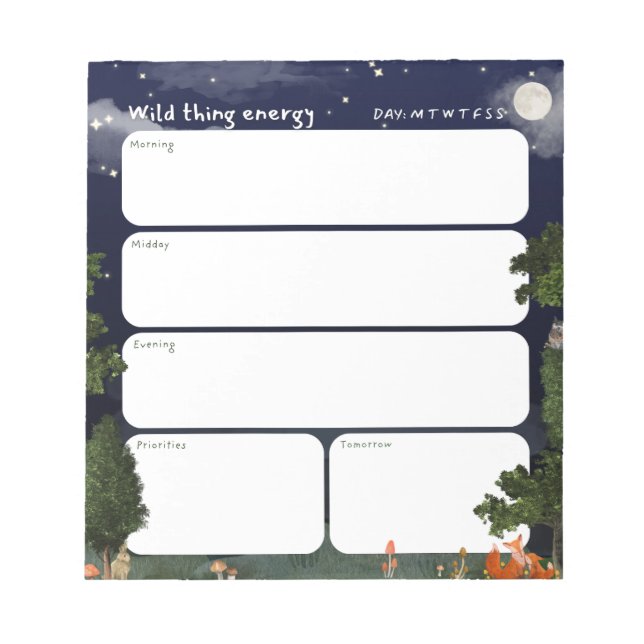 Bloco De Notas Daily Planner Notepad - Night Forest design (Frente)