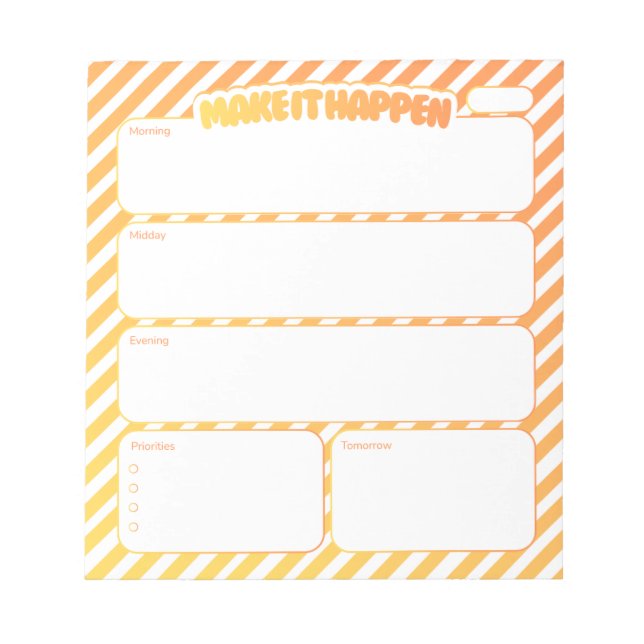 Bloco De Notas Daily Planner Notepad - Yellow Striped (Frente)