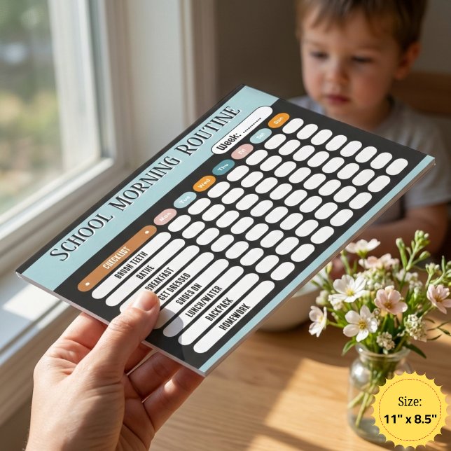 Bloco De Notas Daily Routine Checklist for Kids Morning & School  (Daily Routine Checklist for Kids Morning & School Schedule Notepad)