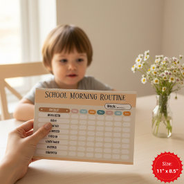 Bloco De Notas Daily Routine Checklist for Kids Morning & School 