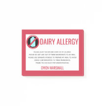 Dairy Allergant Alert Restaurant Chef Custom
