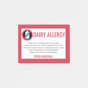 Bloco De Notas Dairy Allergant Alert Restaurant Chef Custom
