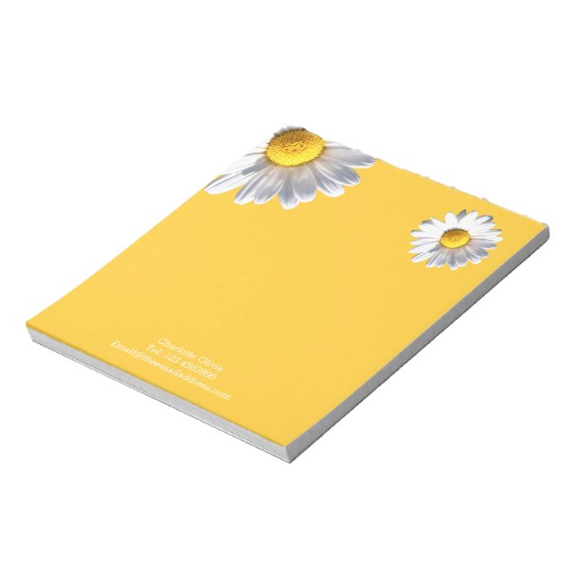 Bloco De Notas Daisies em Fundo Amarelo Personalizado (Invertido)