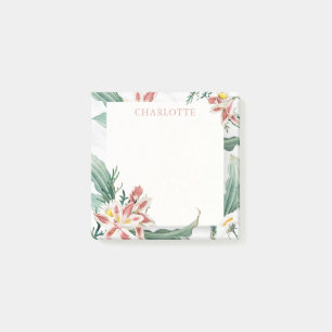 Bloco De Notas Daisies Lily Modern Watercolor Nome Personalizado