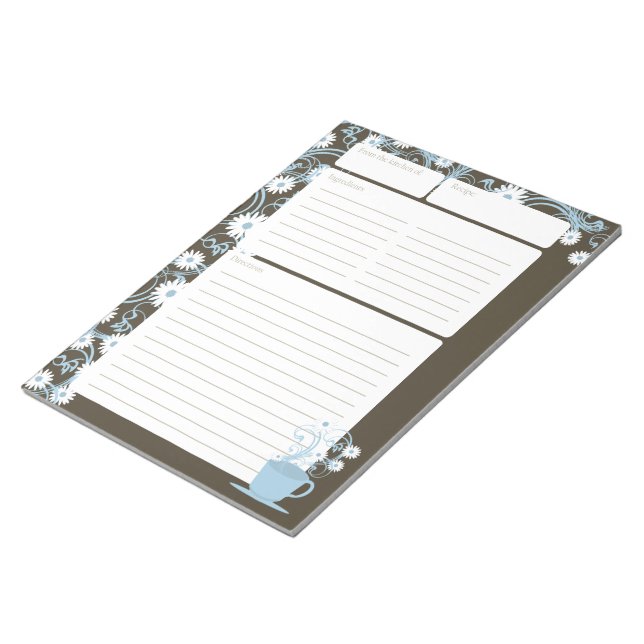 Bloco De Notas Daisy Tea Party Recebe Páginas Azul Espresso (Inclinado)