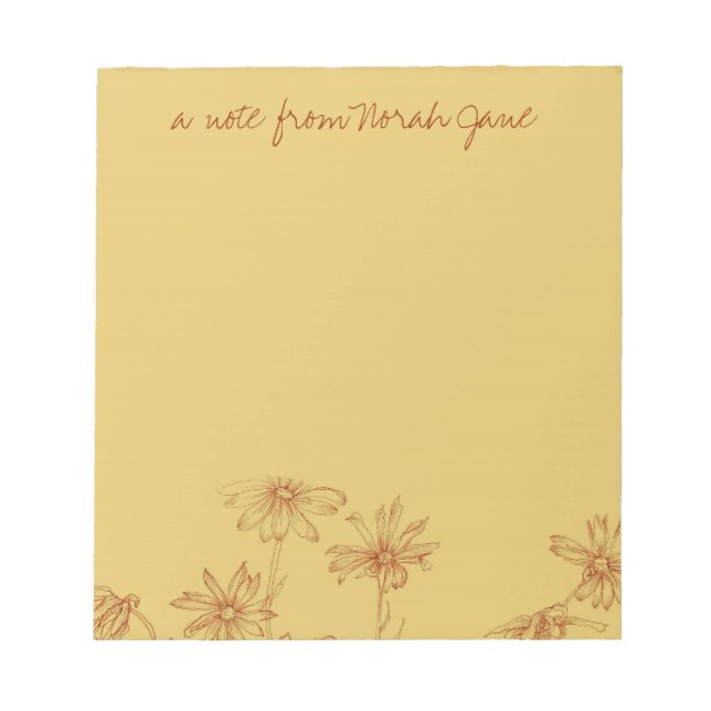 Bloco De Notas Daisy Wildflower Sepia Ink Desenho Personalizado (Frente)