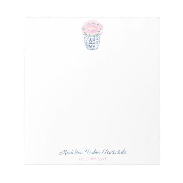 Bloco De Notas Damas de Jar de Peony Ginger Refinadas (Frente)