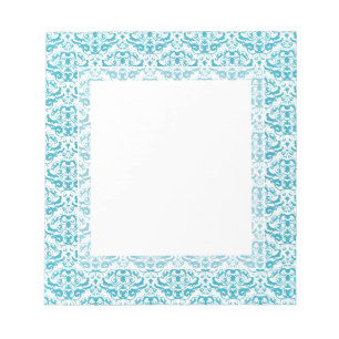 Bloco De Notas Damasco caligráfico azul da cerceta elegante do