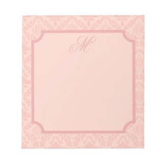 Bloco De Notas Damasco Rosa Elegante Floral Clássico Vintage