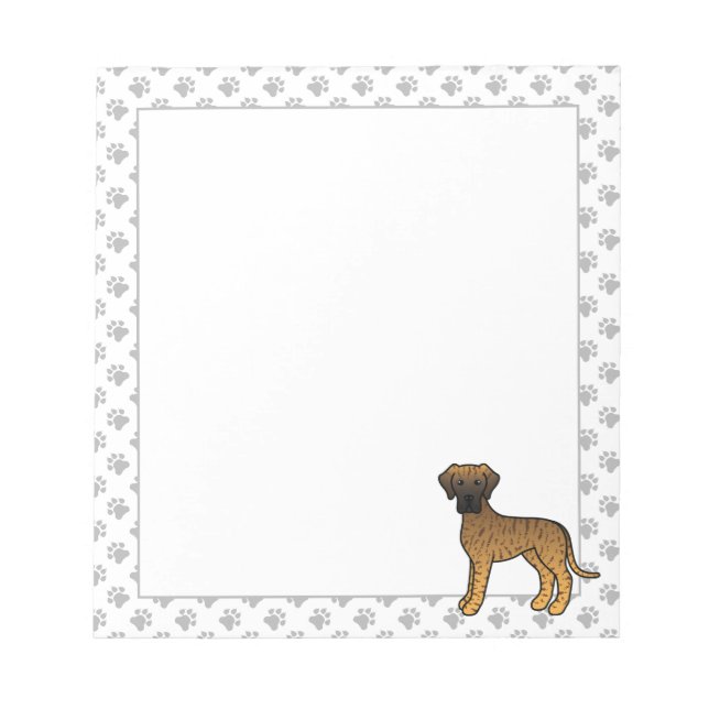 Bloco De Notas Dane Grande Listrado Cachorro De Desenho Animado F (Frente)